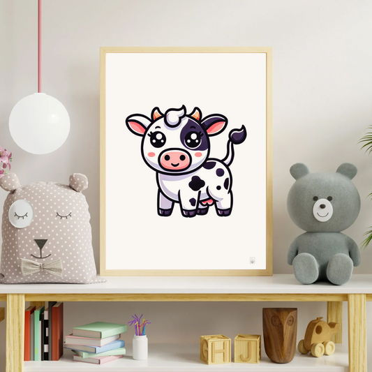 Cute Cow Cartoon Poster – 50x70 cm