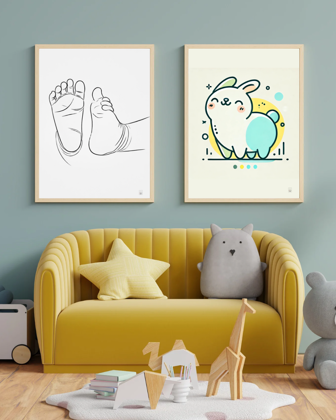 Minimalist Baby Feet Line Art Poster – 50x70 cm