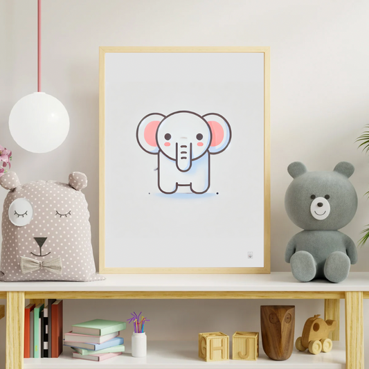 Cute Elephant Cartoon Poster – 50x70 cm
