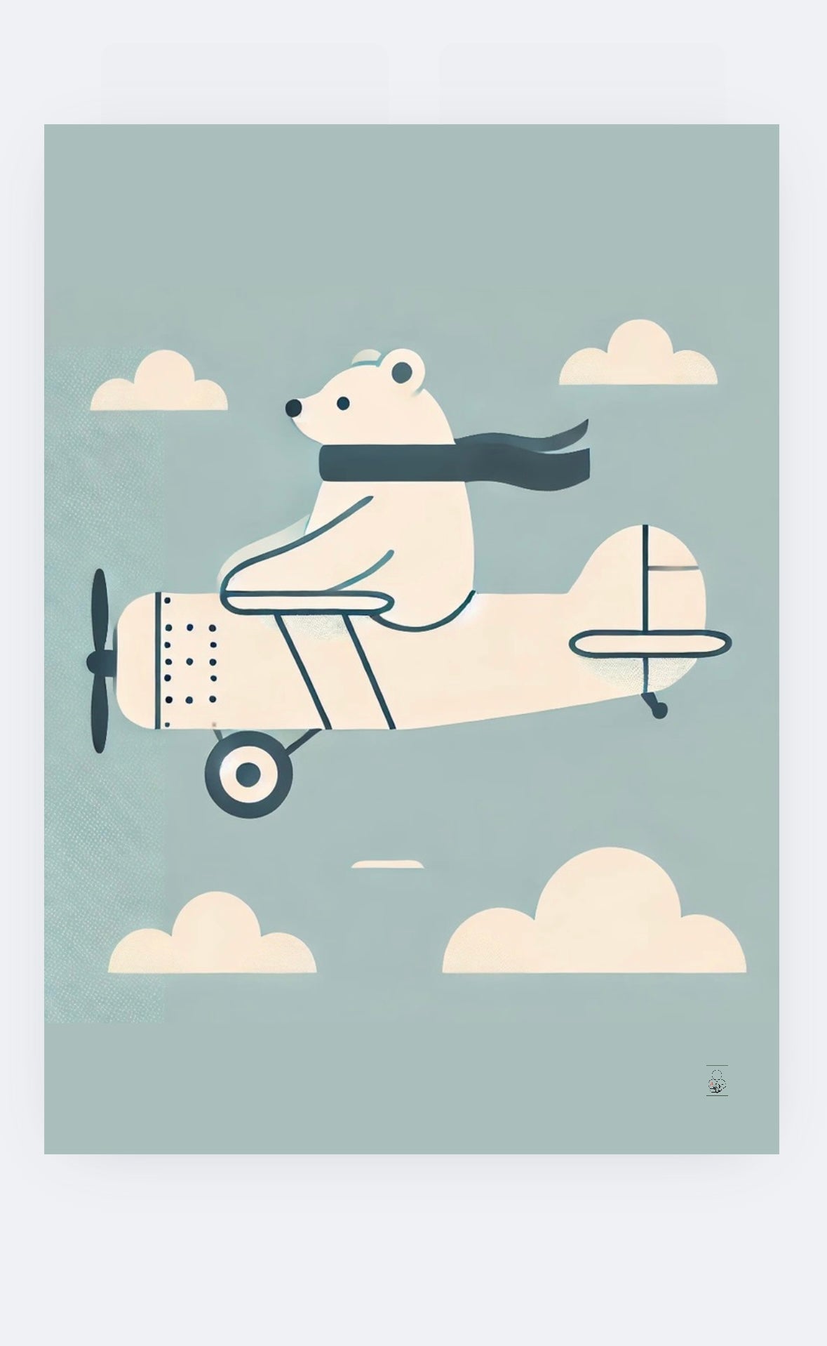 Cute Bear Flying an Airplane Poster – 50x70 cm