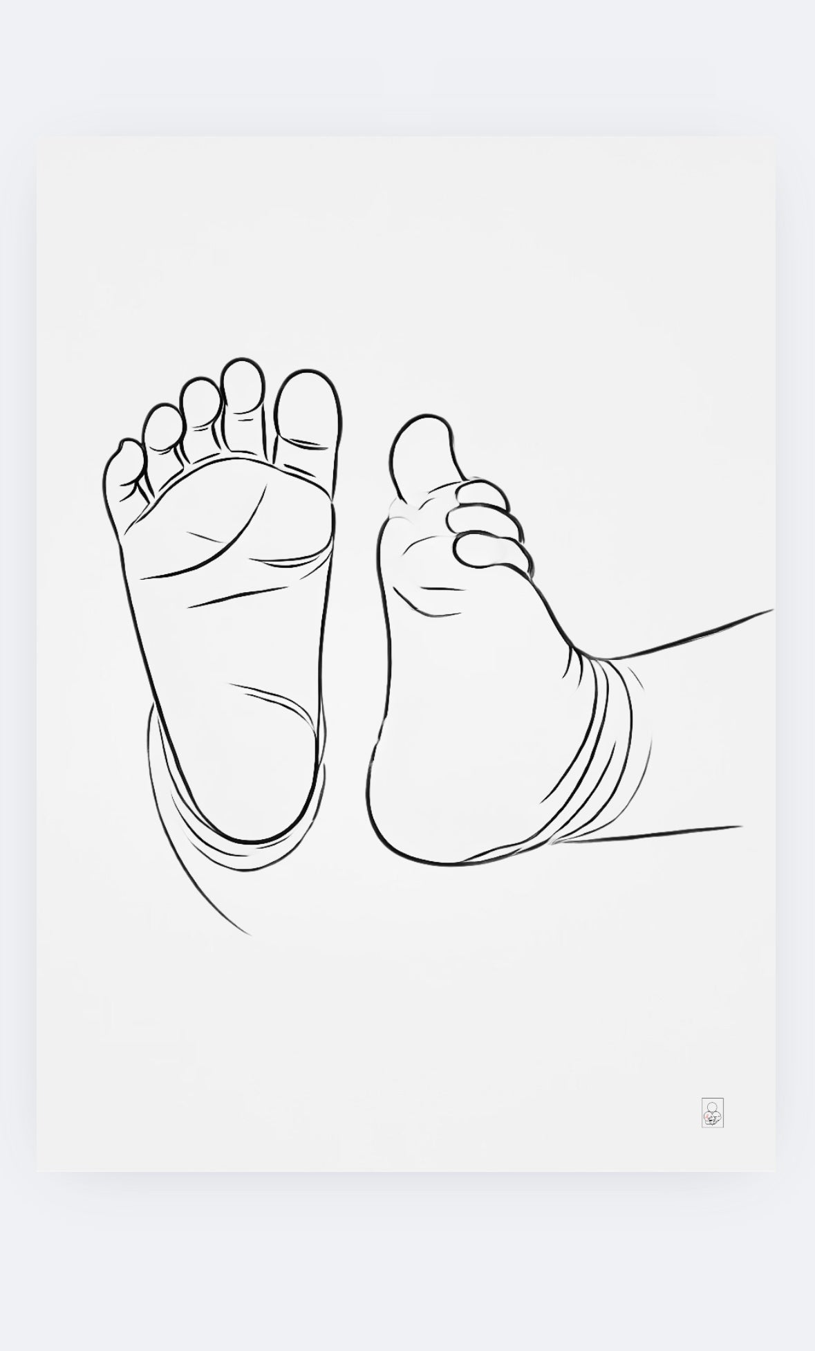 Minimalist Baby Feet Line Art Poster – 50x70 cm