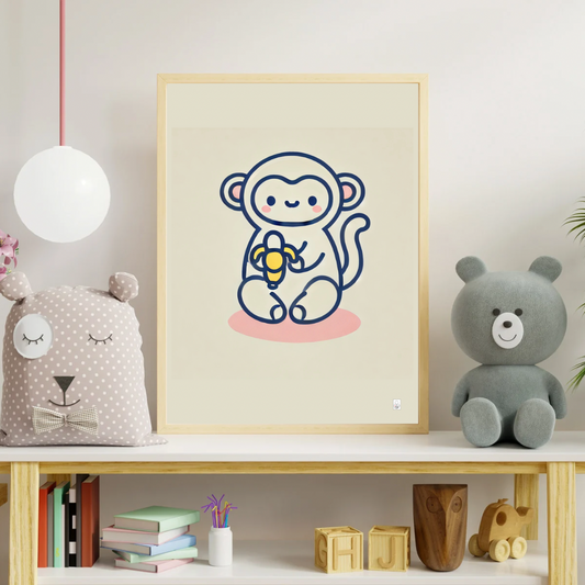 Cute Monkey Cartoon Poster – 50x70 cm