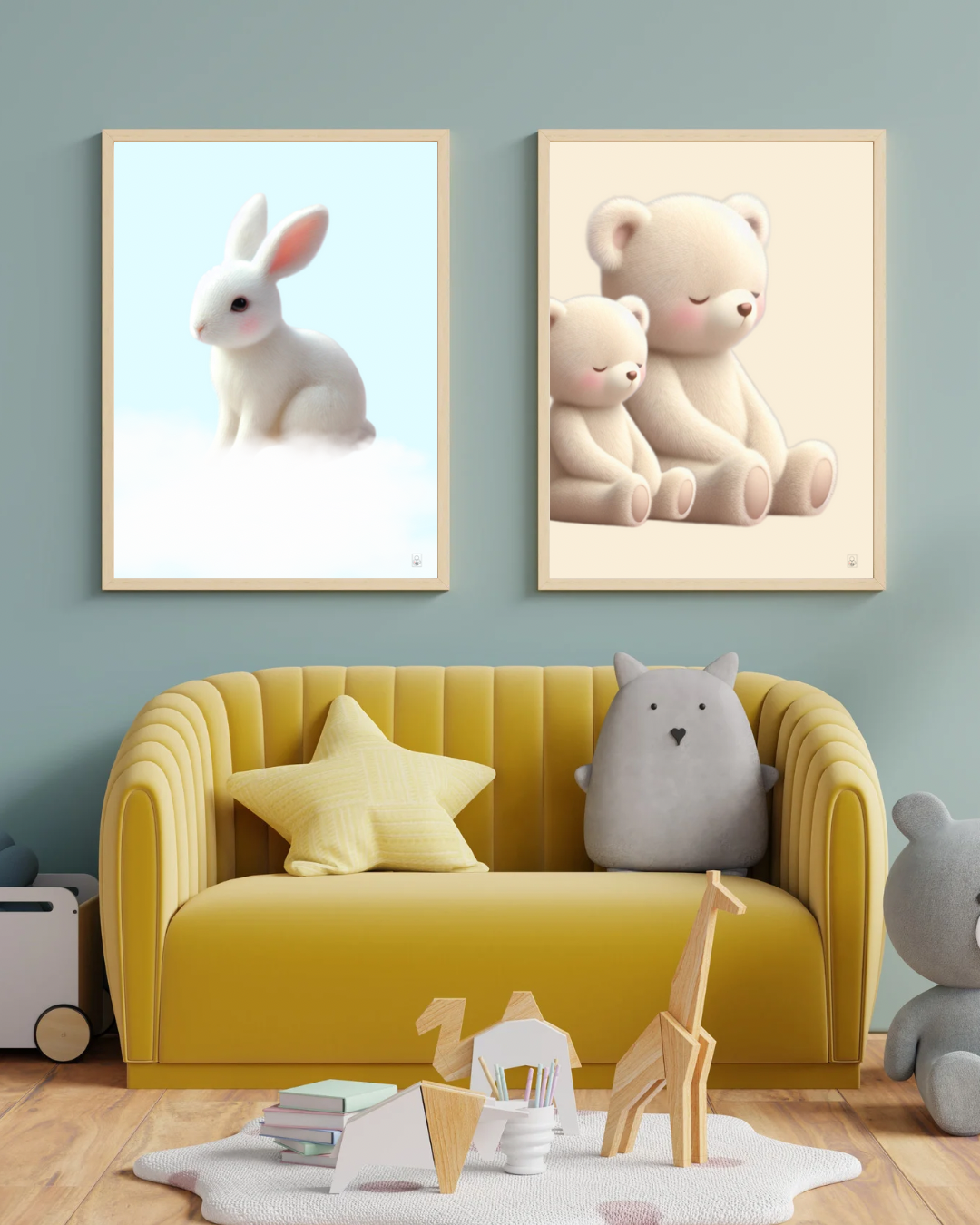 Cute Rabbit Cartoon Poster – 50x70 cm
