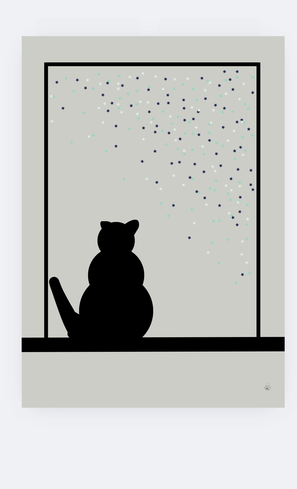 Cute Cat Illustration Poster – 50x70 cm