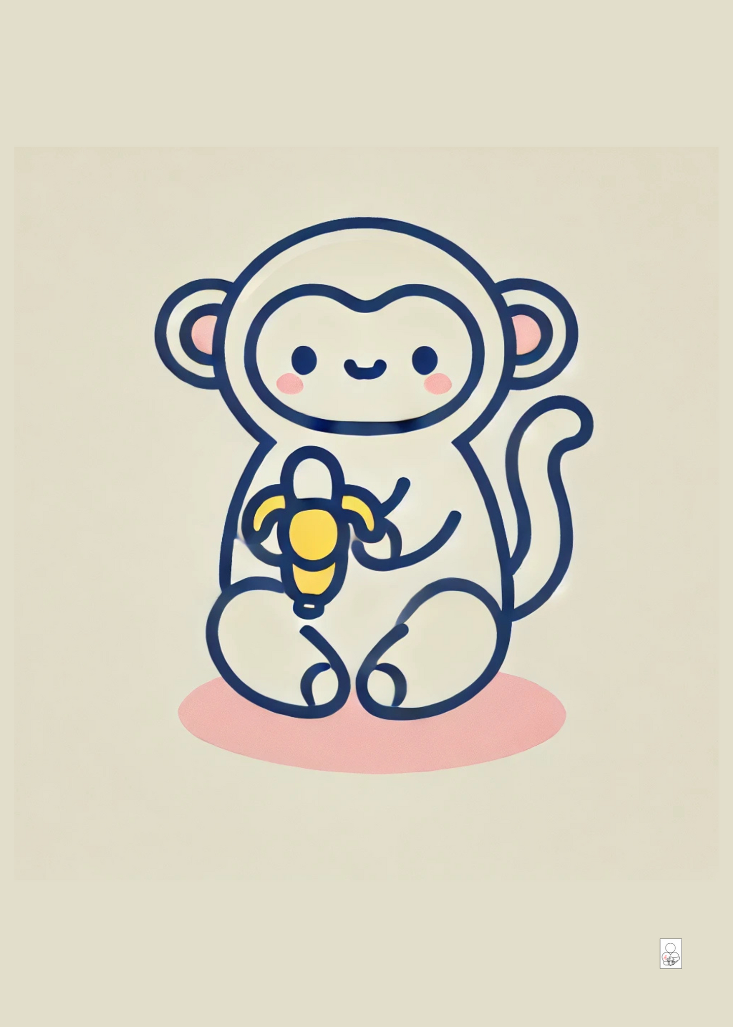 Cute Monkey Cartoon Poster – 50x70 cm