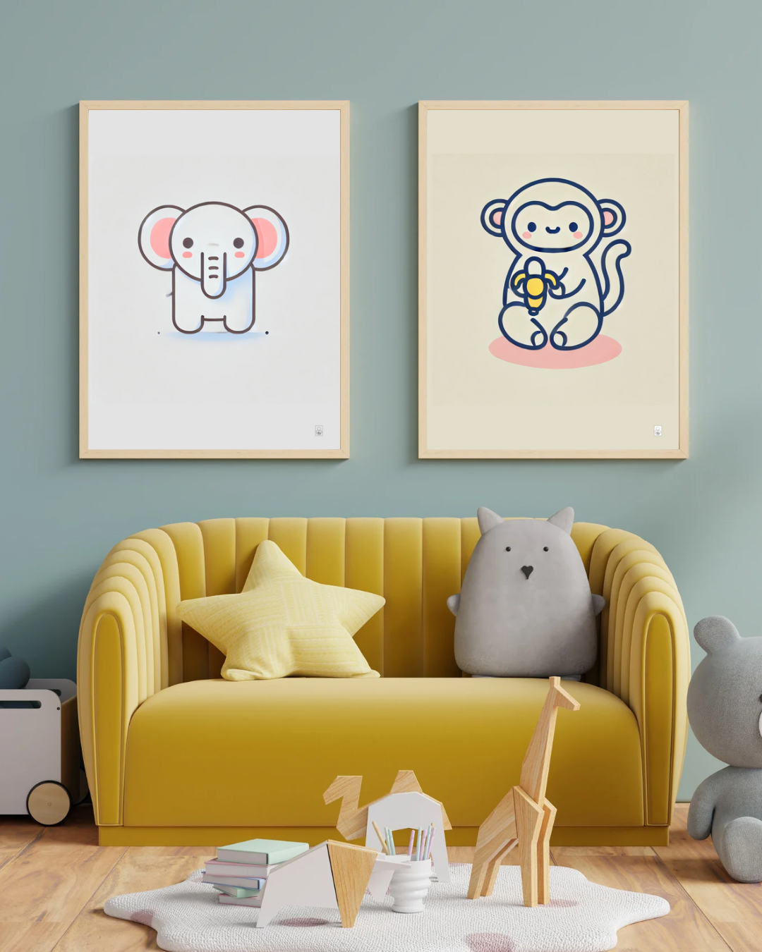 Cute Elephant Cartoon Poster – 50x70 cm